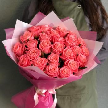 Розовые розы 50 см 25 шт. (Россия) (код  42735t)