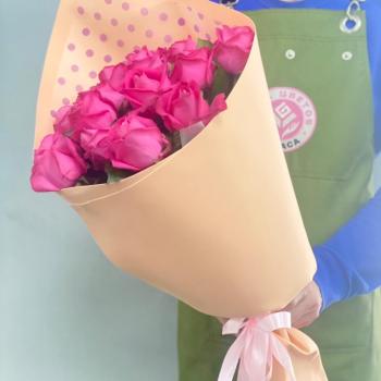 Розовые розы 60 см 15 шт. (Россия) (код - 42756tlt)
