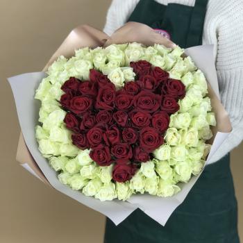 Букет 101 роза (Кения) в виде Сердца №  14742tlt